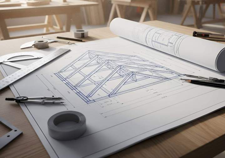 Plan travaux de charpente Ouistreham